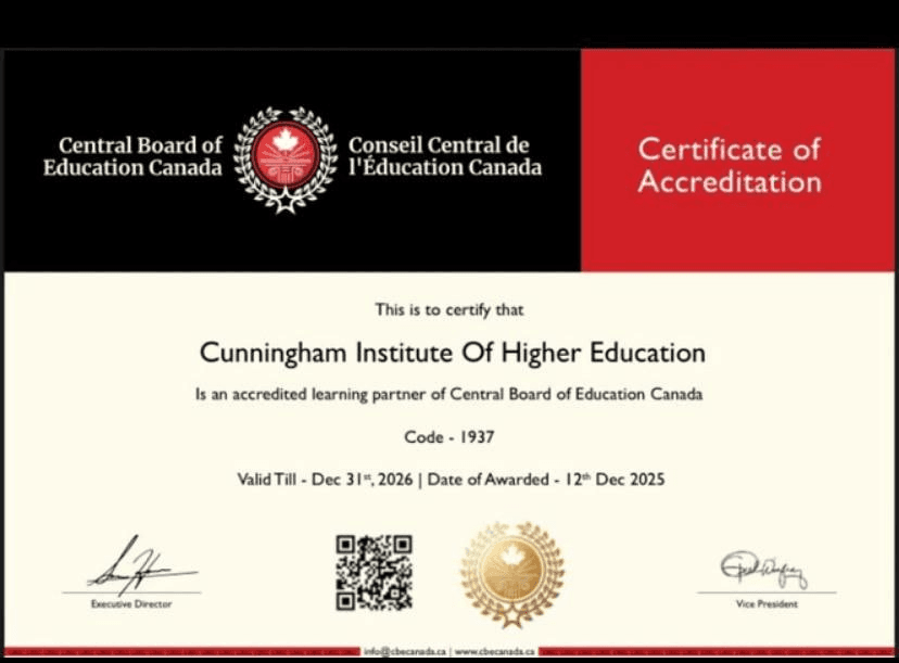 Certificate of Accreditation - Central Board of Education Canada