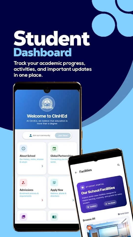 CInHEd Play Store screenshot showing the student dashboard
